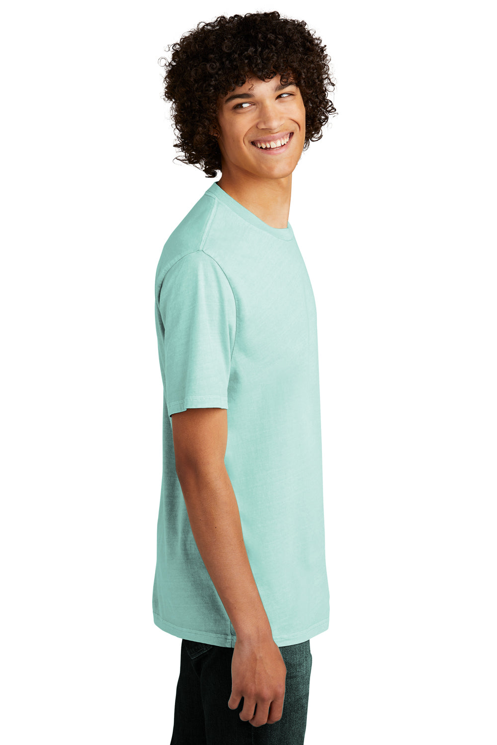 Allmade AL2400 Mens Mineral Dye Short Sleeve Crewneck T-Shirt Saltwater Blue Model Side