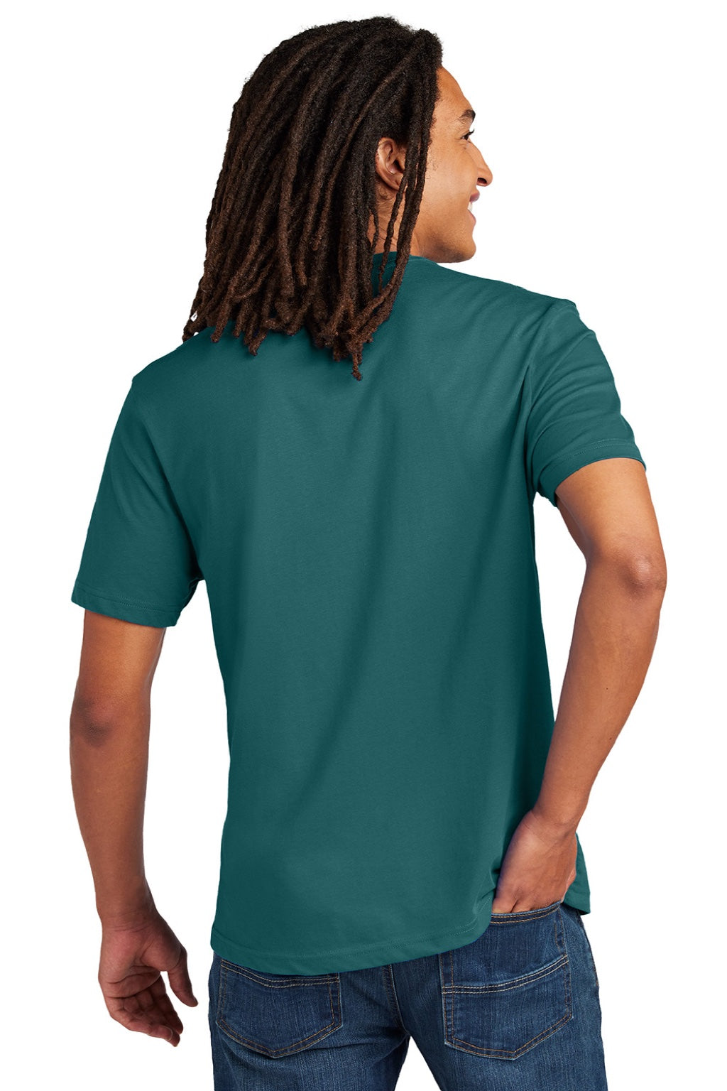 Allmade AL3000 Mens Recycled Short Sleeve Crewneck T-Shirt Oceanic Teal Blue Model Back
