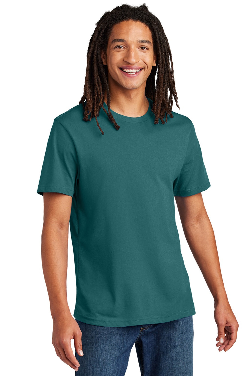 Allmade AL3000 Mens Recycled Short Sleeve Crewneck T-Shirt Oceanic Teal Blue Model Front