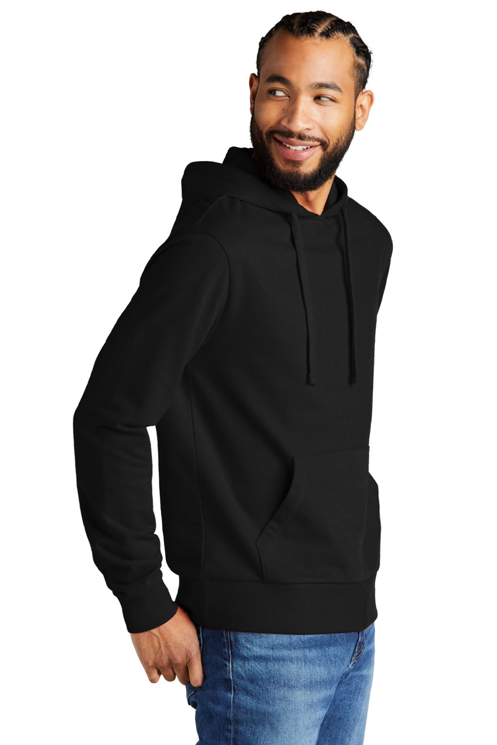 Allmade AL4000 Mens Organic French Terry Hooded Sweatshirt Hoodie w/ Pouch Pocket Deep Black Model 3Q