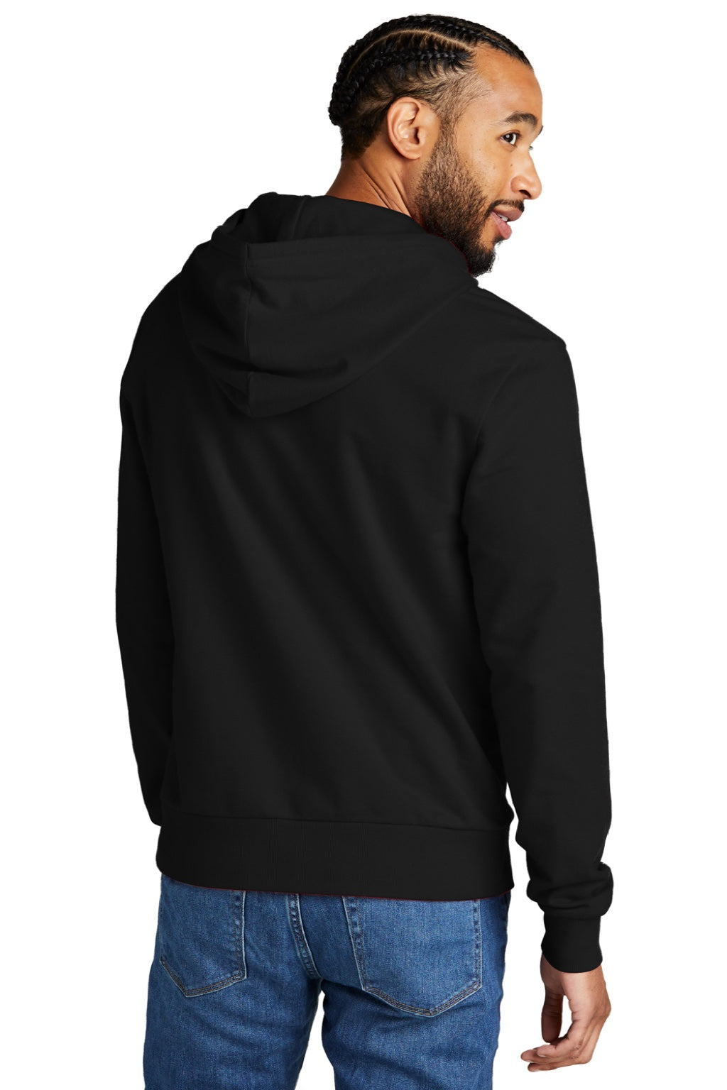Allmade AL4000 Mens Organic French Terry Hooded Sweatshirt Hoodie w/ Pouch Pocket Deep Black Model Back