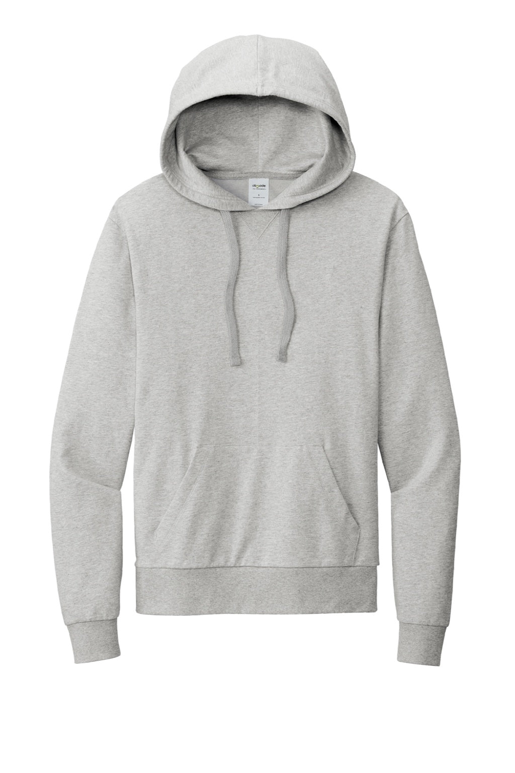 Allmade AL4000 Mens Organic French Terry Hooded Sweatshirt Hoodie w/ Pouch Pocket Heather Granite Grey Flat Front