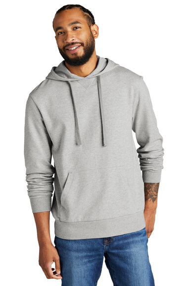 Allmade AL4000 Mens Organic French Terry Hooded Sweatshirt Hoodie w/ Pouch Pocket Heather Granite Grey Model Front