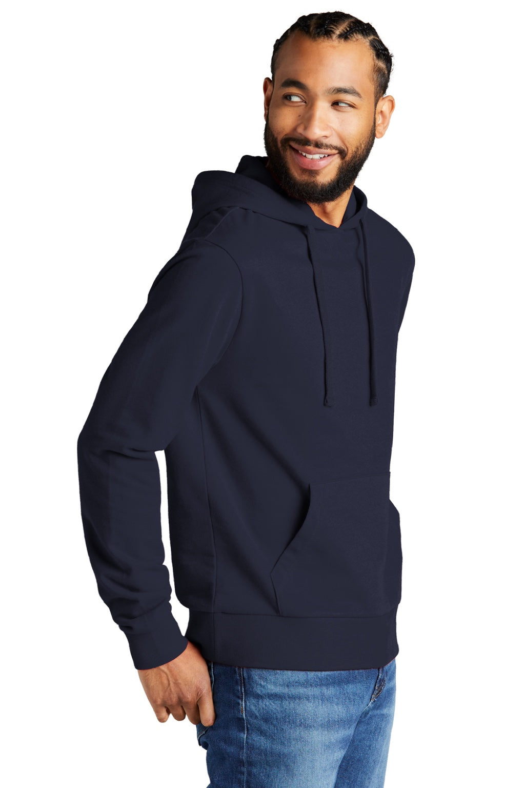 Allmade AL4000 Mens Organic French Terry Hooded Sweatshirt Hoodie w/ Pouch Pocket Night Sky Navy Blue Model 3Q