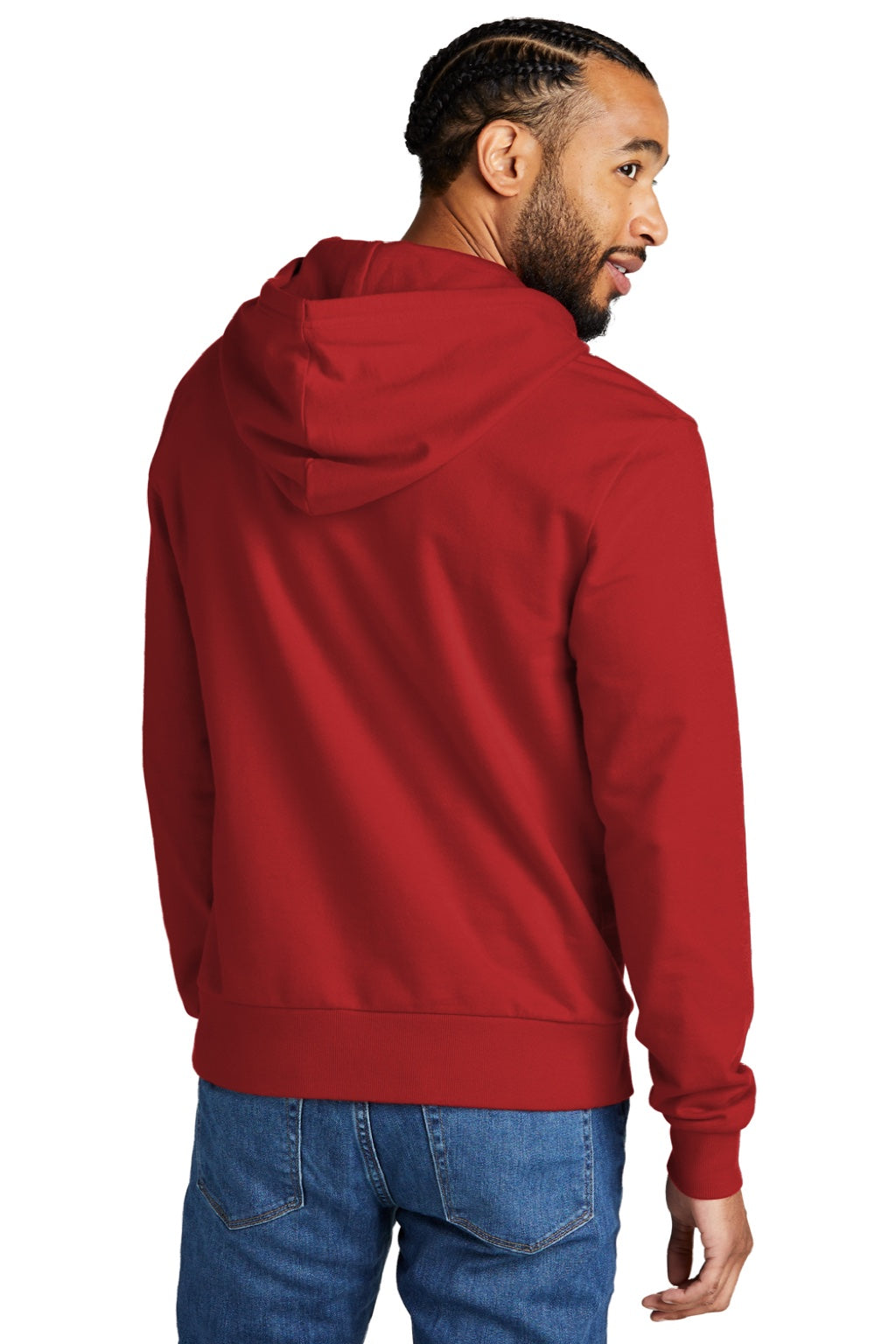 Allmade AL4000 Mens Organic French Terry Hooded Sweatshirt Hoodie w/ Pouch Pocket Revolution Red Model Back