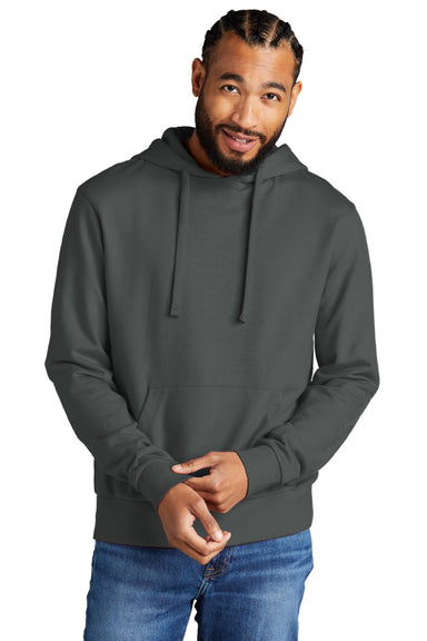 Allmade AL4000 Mens Organic French Terry Hooded Sweatshirt Hoodie w/ Pouch Pocket Terrain Grey Model Front