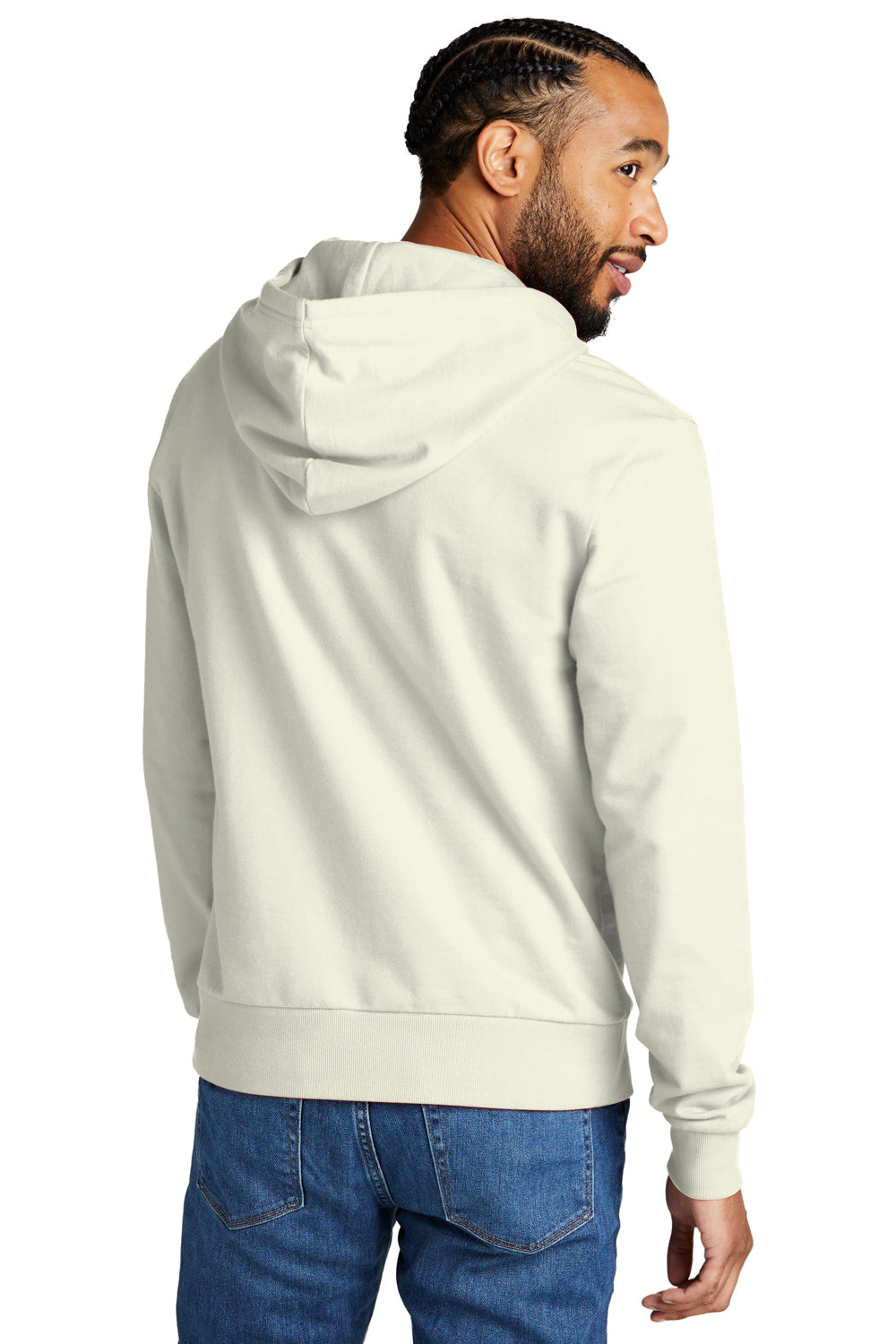 Allmade AL4000 Mens Organic French Terry Hooded Sweatshirt Hoodie White Sand Model Back
