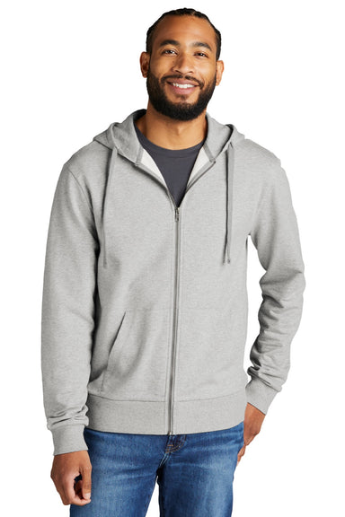 Allmade AL4002 Mens Organic French Terry Full Zip Hooded Sweatshirt Hoodie w/ Pockets Heather Granite Grey Model Front