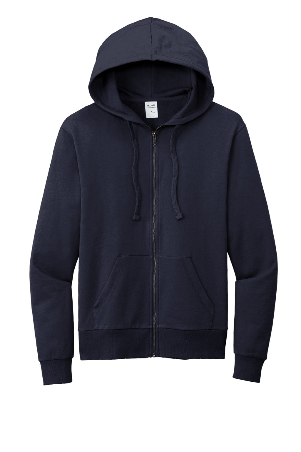 Allmade AL4002 Mens Organic French Terry Full Zip Hooded Sweatshirt Hoodie w/ Pockets Night Sky Navy Blue Flat Front