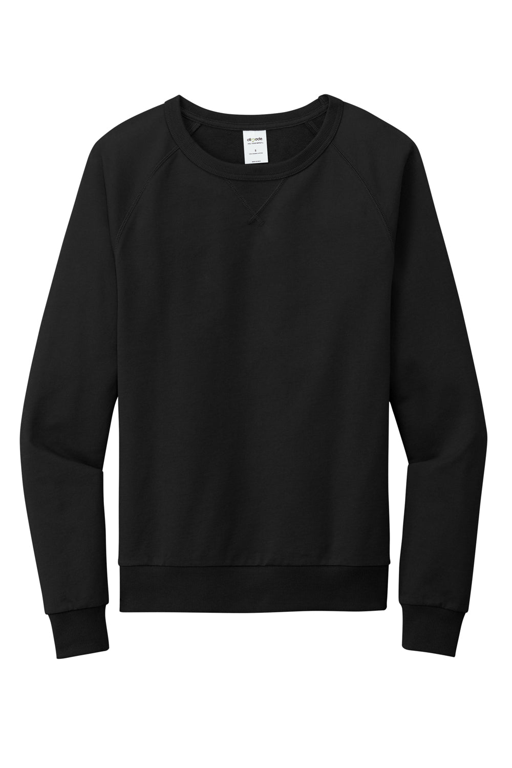 Allmade AL4004 Mens Organic French Terry Crewneck Sweatshirt Deep Black Flat Front