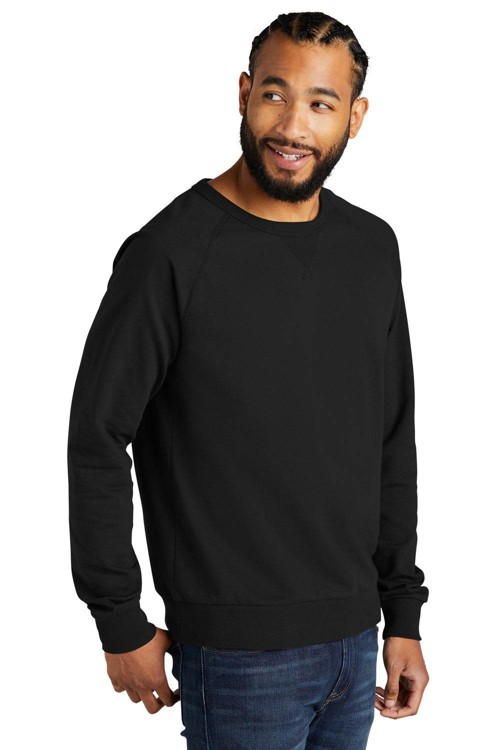 Allmade AL4004 Mens Organic French Terry Crewneck Sweatshirt Deep Black Model 3Q