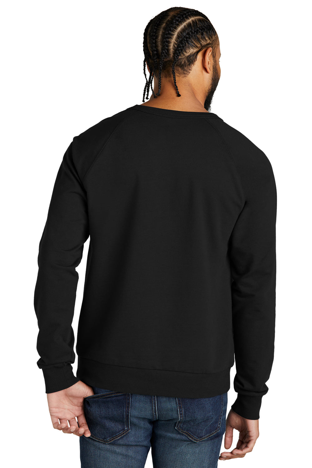 Allmade AL4004 Mens Organic French Terry Crewneck Sweatshirt Deep Black Model Back