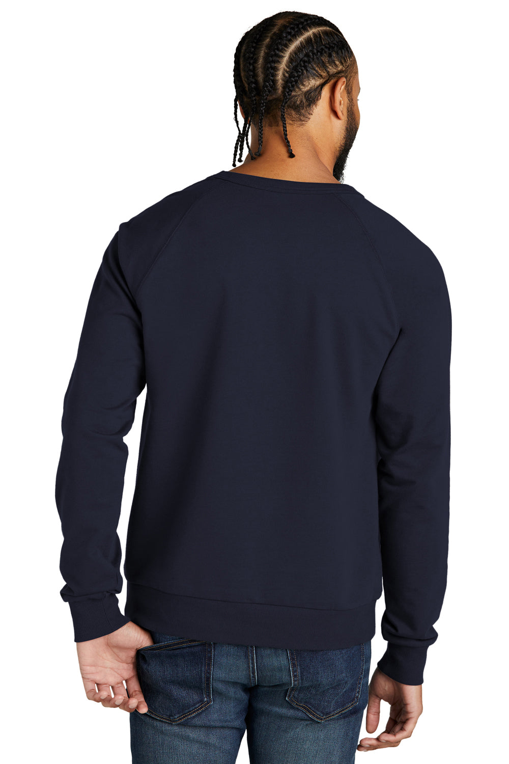 Allmade AL4004 Mens Organic French Terry Crewneck Sweatshirt Night Sky Navy Blue Model Back