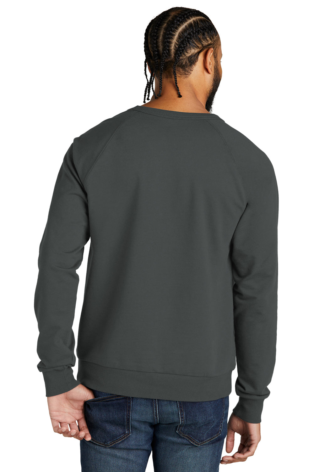 Allmade AL4004 Mens Organic French Terry Crewneck Sweatshirt Terrain Grey Model Back
