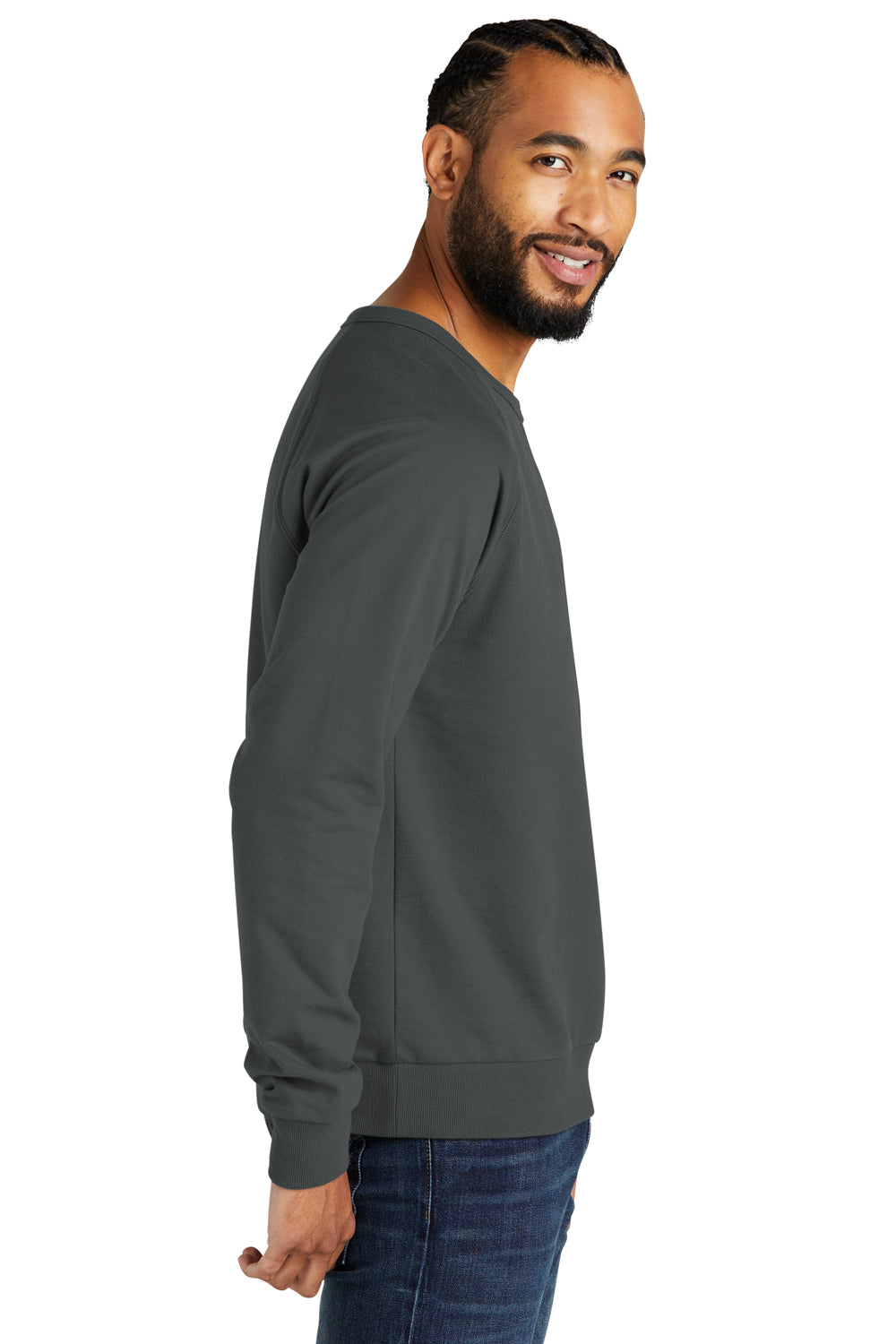 Allmade AL4004 Mens Organic French Terry Crewneck Sweatshirt Terrain Grey Model Side