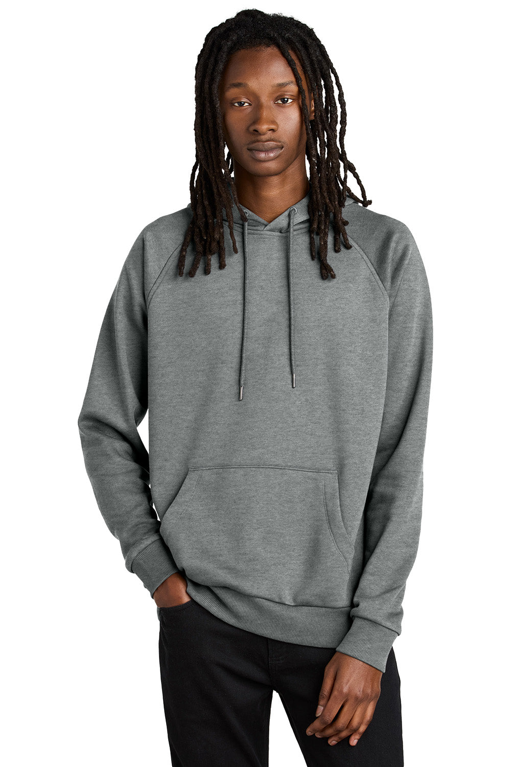 AllMade AL5000 Mens CVC Fleece Hooded Sweatshirt Hoodie w/ Pouch Pocket Heather Aluminum Grey Model Front