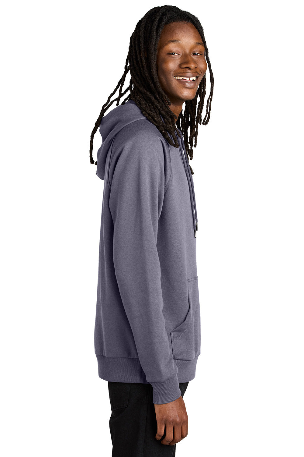 AllMade AL5000 Mens CVC Fleece Hooded Sweatshirt Hoodie w/ Pouch Pocket Cosmic Purple Model Side
