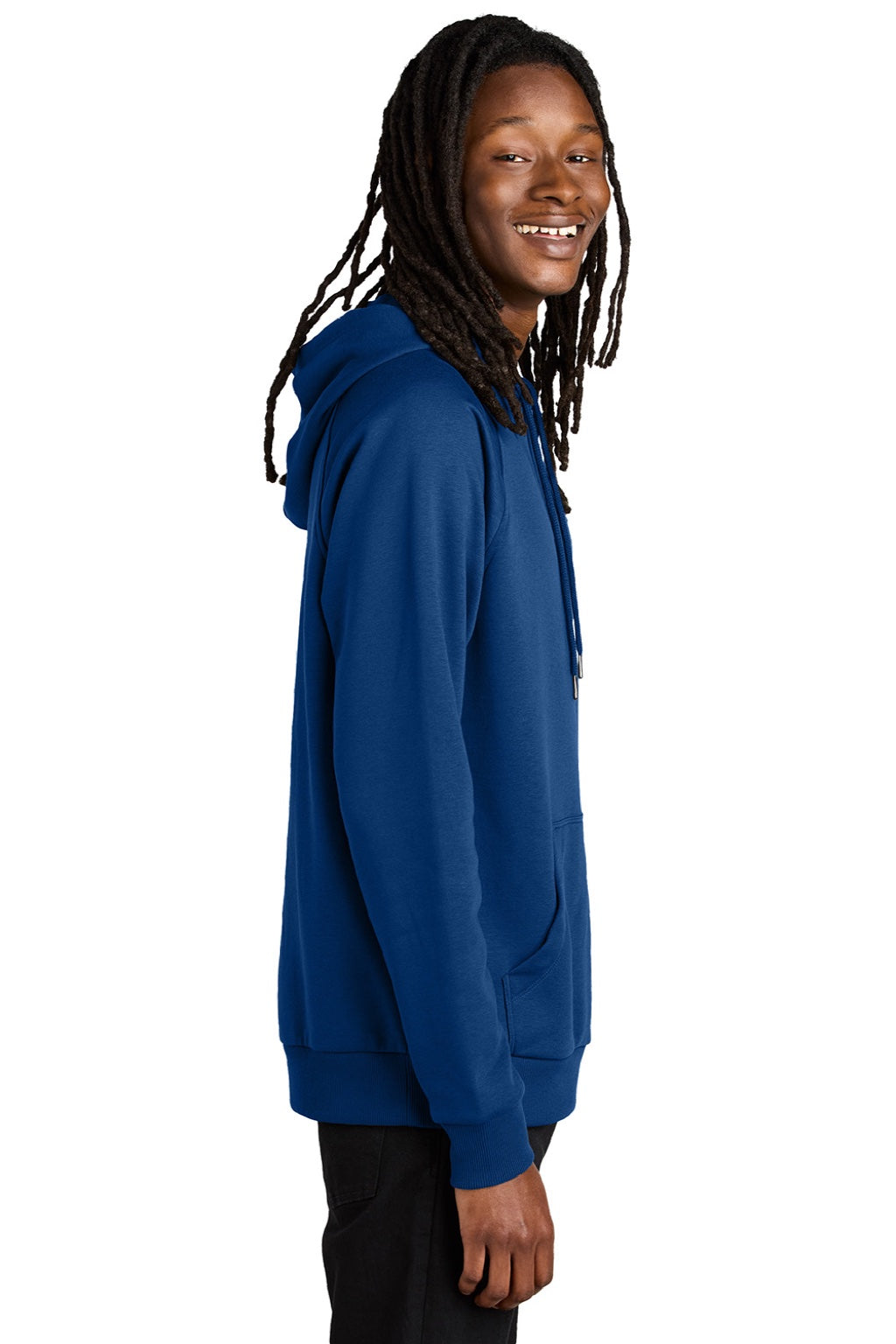 Allmade AL5000 Mens CVC Fleece Hooded Sweatshirt Hoodie w/ Pouch Pocket Open Water Blue Model Side