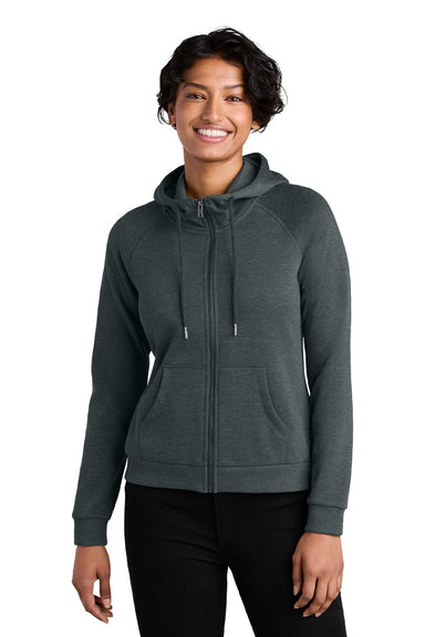 Allmade AL5003 Womens CVC Fleece Full Zip Hooded Sweatshirt Hoodie w/ Pockets Heather Terrain Grey Model Front
