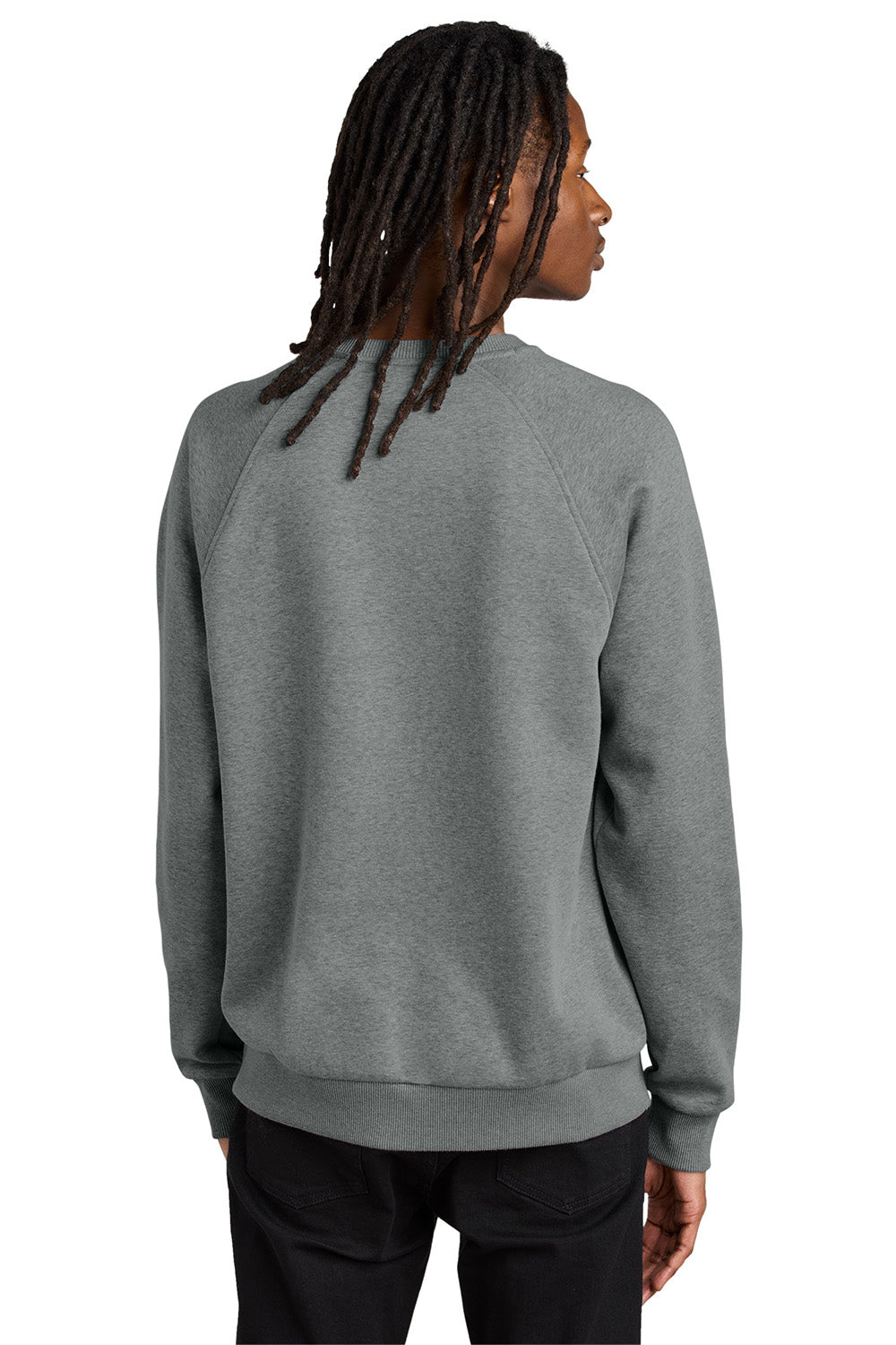 AllMade AL5004 Mens CVC Fleece Crewneck Sweatshirt Heather Aluminum Grey Model Back