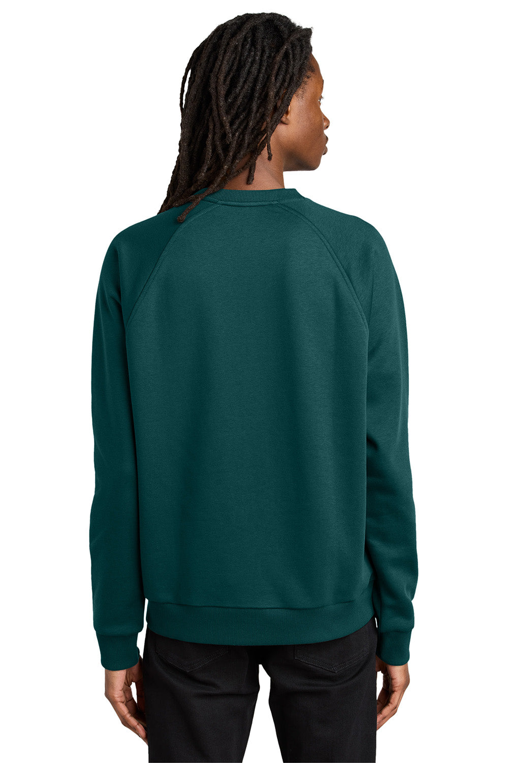 AllMade AL5004 Mens CVC Fleece Crewneck Sweatshirt Deep Sea Green Model Back