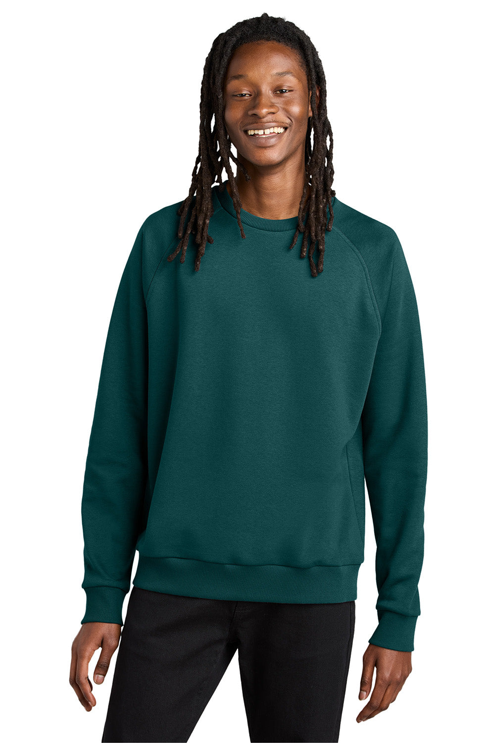 AllMade AL5004 Mens CVC Fleece Crewneck Sweatshirt Deep Sea Green Model Front