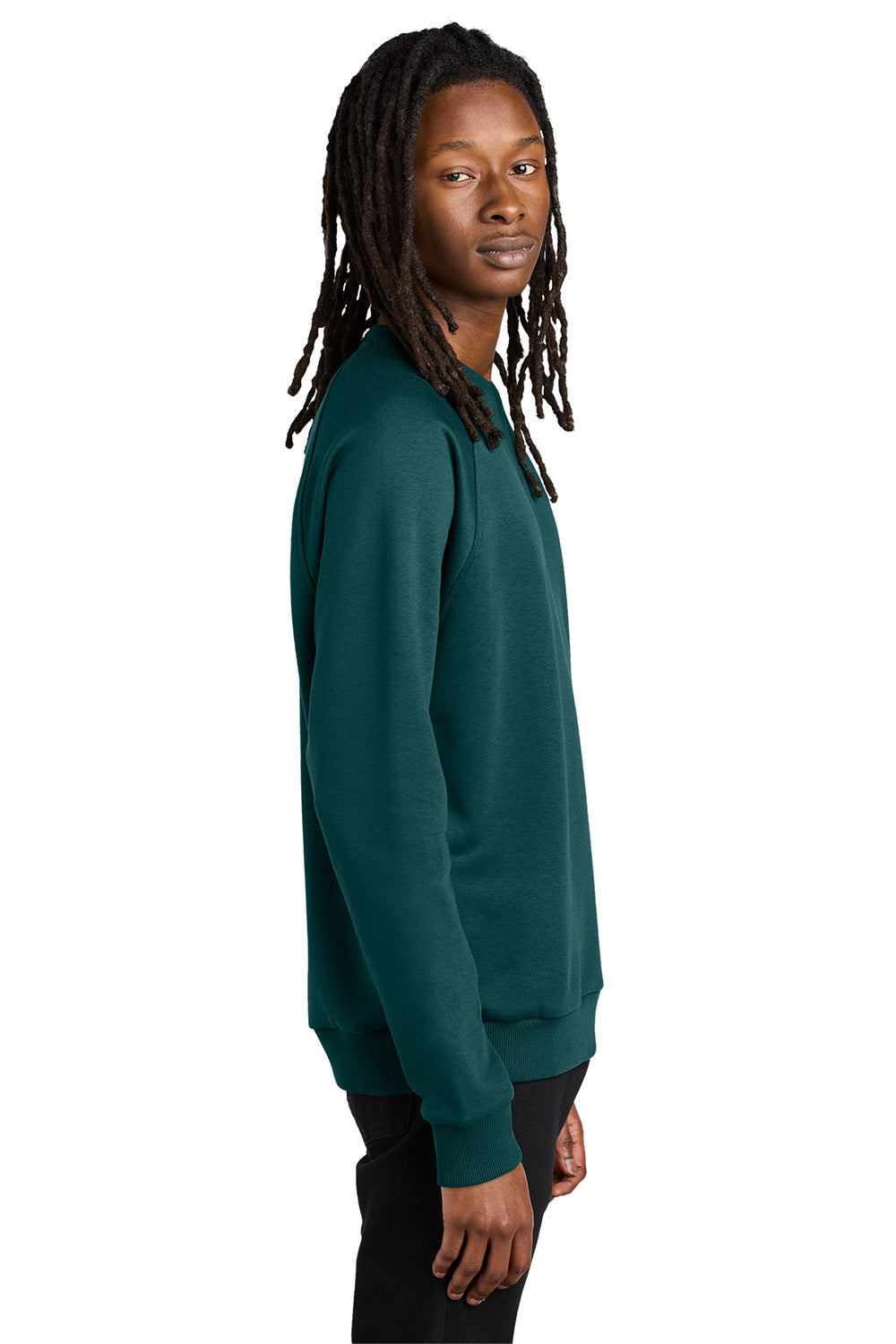 AllMade AL5004 Mens CVC Fleece Crewneck Sweatshirt Deep Sea Green Model Side