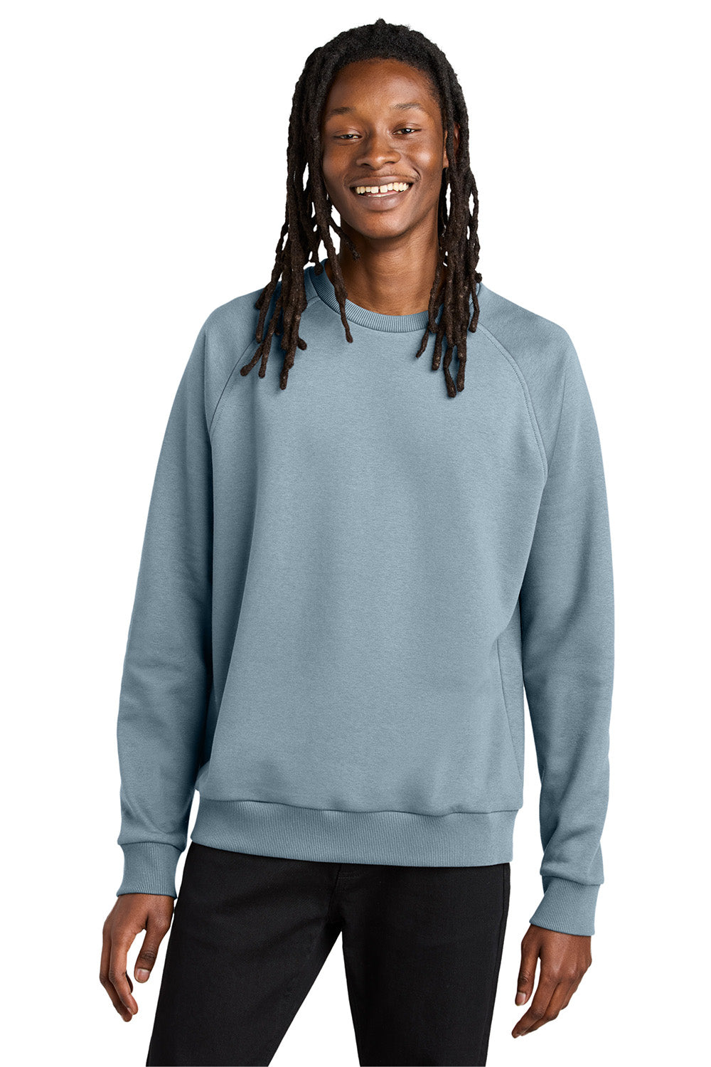 AllMade AL5004 Mens CVC Fleece Crewneck Sweatshirt I Like You Blue Model Front