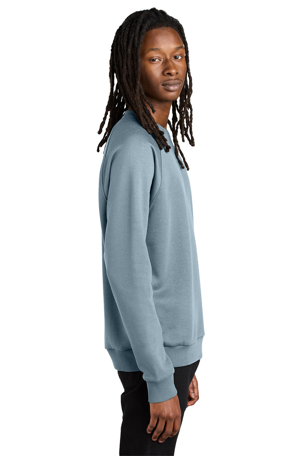 AllMade AL5004 Mens CVC Fleece Crewneck Sweatshirt I Like You Blue Model Side