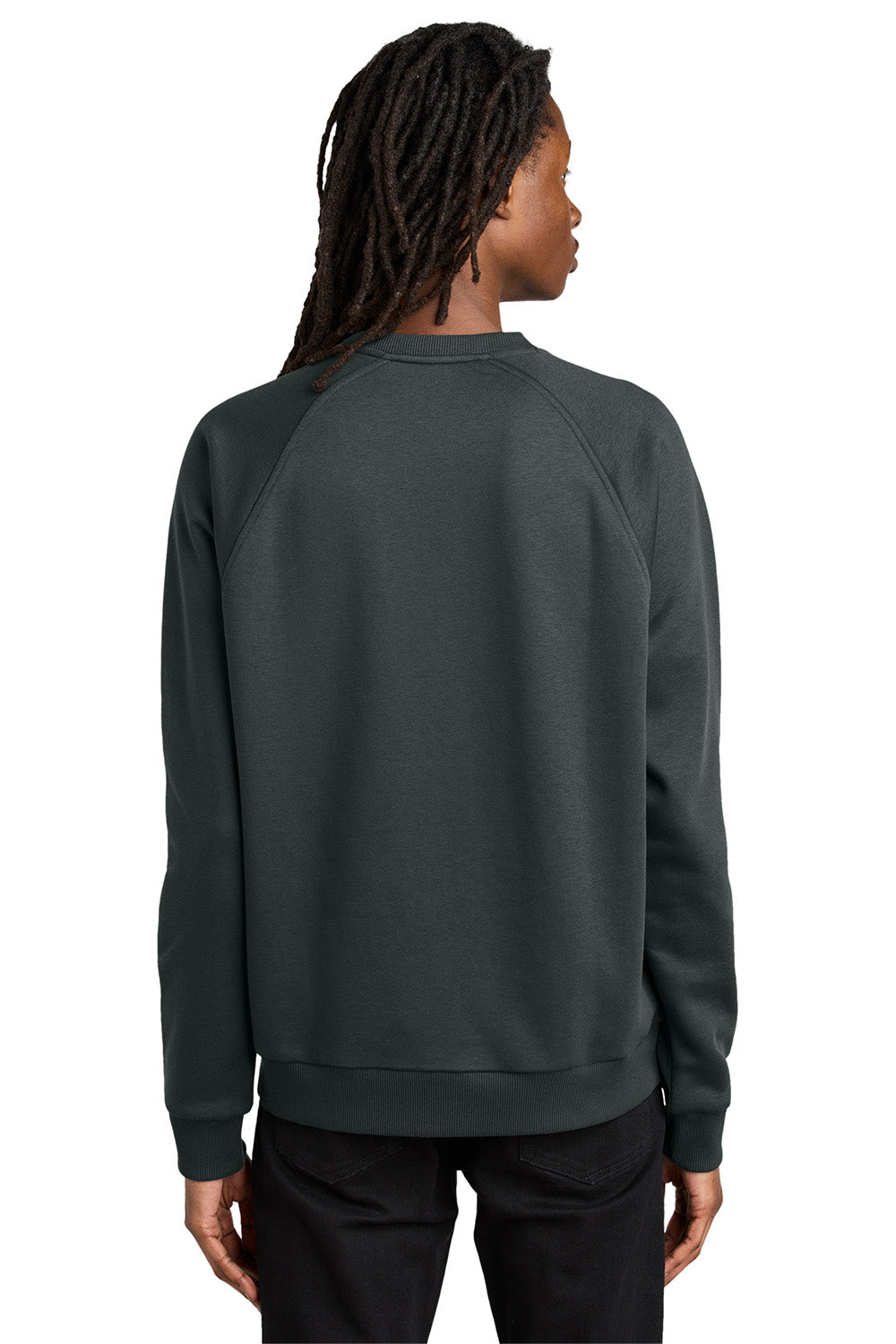 AllMade AL5004 Mens CVC Fleece Crewneck Sweatshirt Terrain Grey Model Back