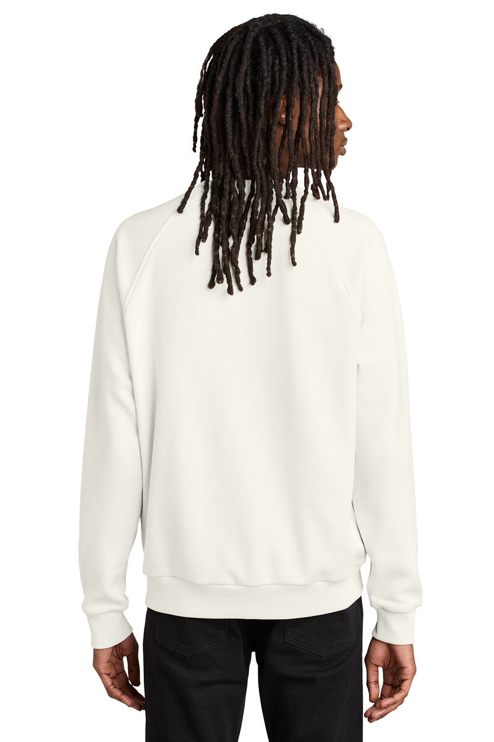 AllMade AL5004 Mens CVC Fleece Crewneck Sweatshirt White Sand Model Back