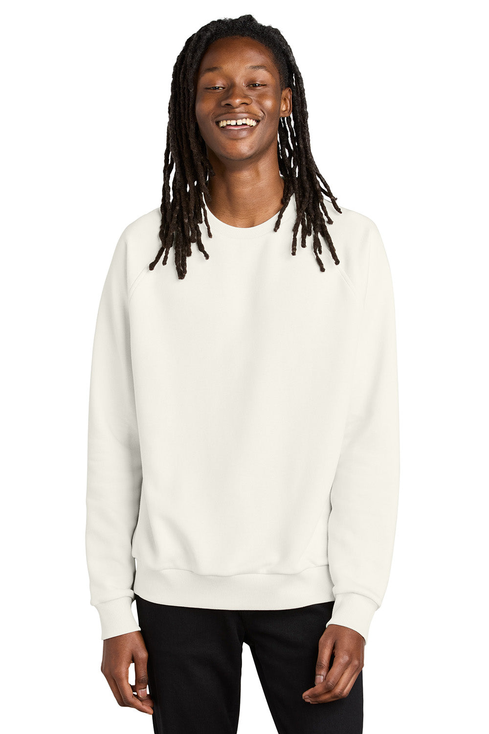 AllMade AL5004 Mens CVC Fleece Crewneck Sweatshirt White Sand Model Front