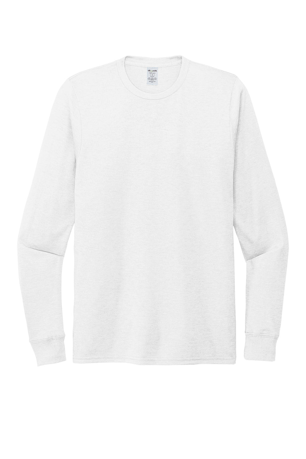 Allmade AL6004 Mens Long Sleeve Crewneck T-Shirt Bright White Flat Front