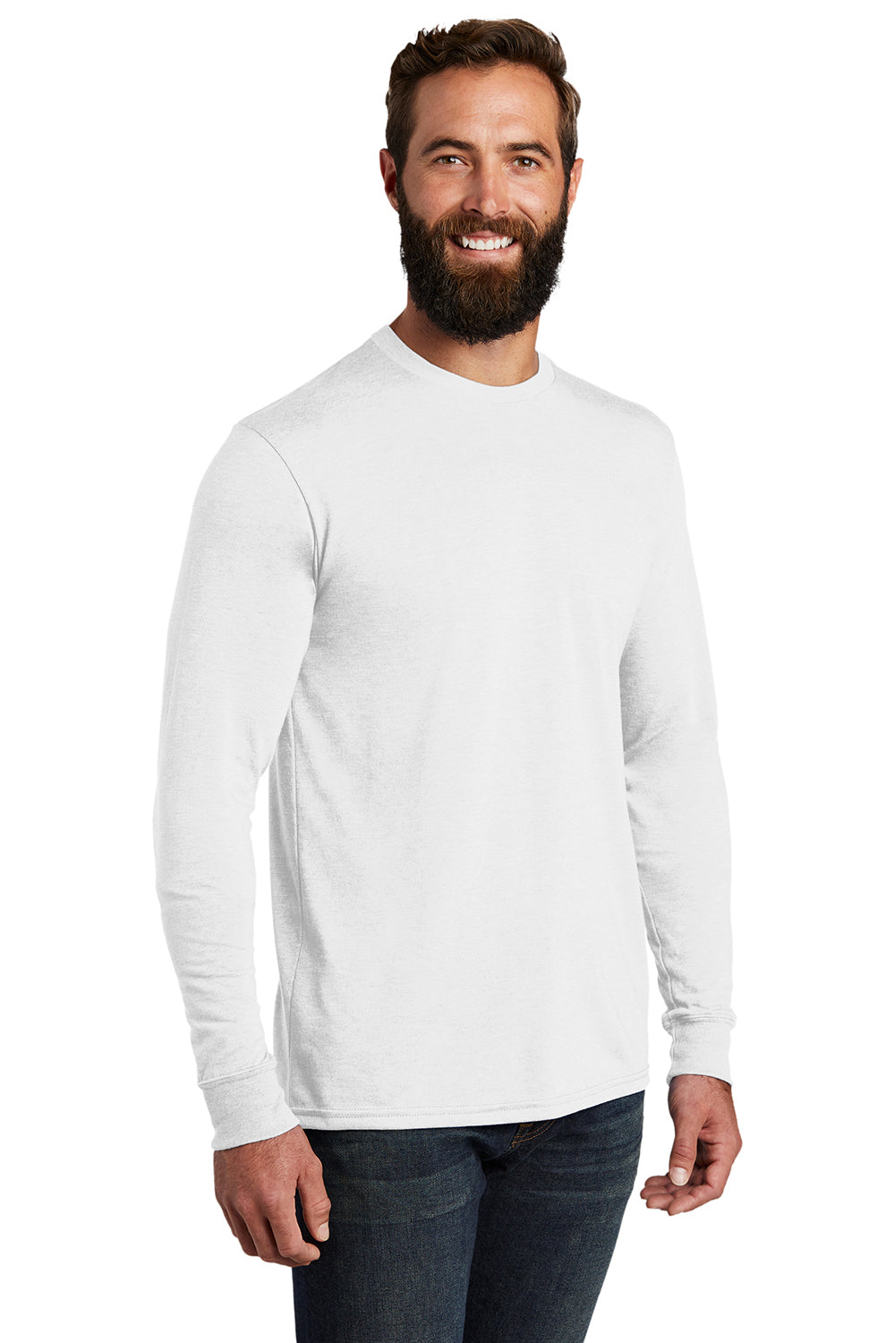 Allmade AL6004 Mens Long Sleeve Crewneck T-Shirt Bright White Model 3Q