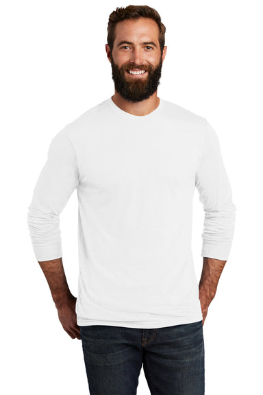 Allmade AL6004 Mens Long Sleeve Crewneck T-Shirt Bright White Model Front