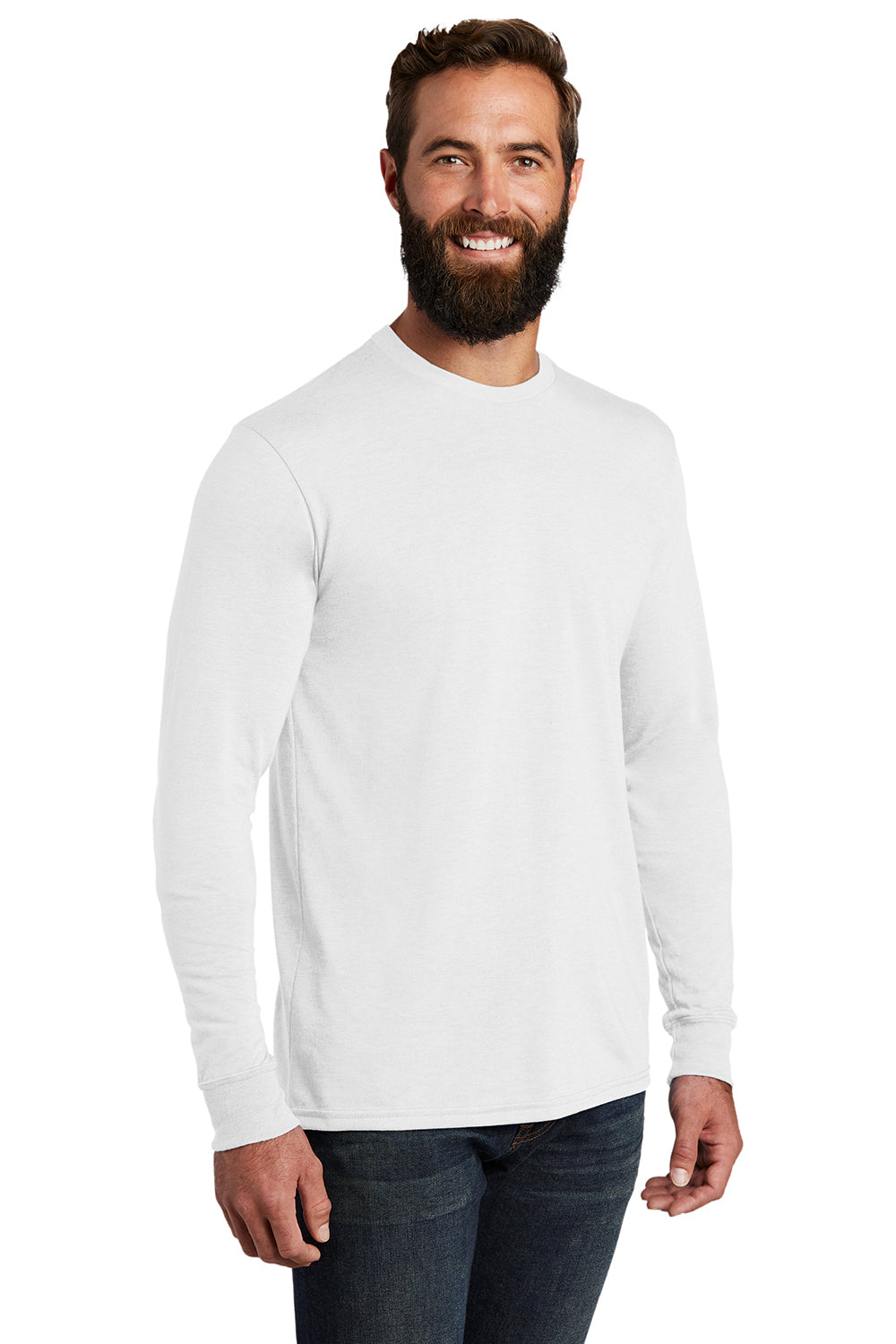 Allmade AL6004 Mens Long Sleeve Crewneck T-Shirt Fairly White Model 3Q