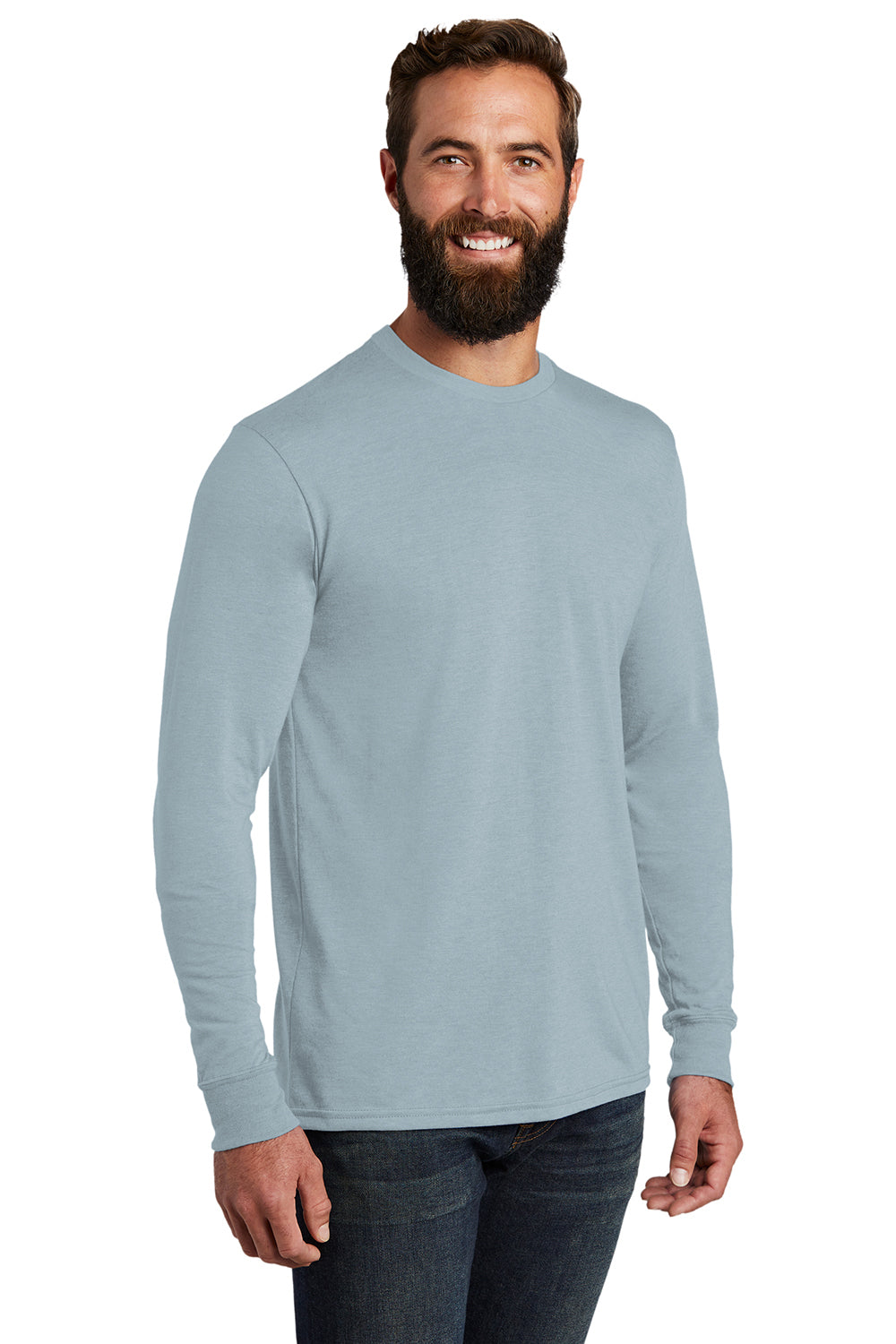Allmade AL6004 Mens Long Sleeve Crewneck T-Shirt I Like You Blue Model 3Q