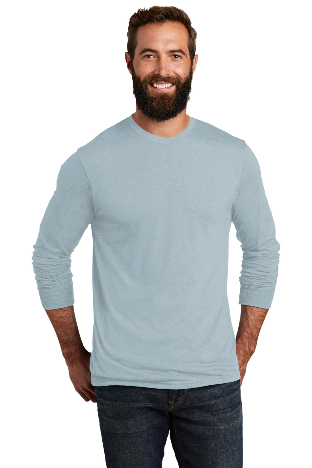 Allmade AL6004 Mens Long Sleeve Crewneck T-Shirt I Like You Blue Model Front