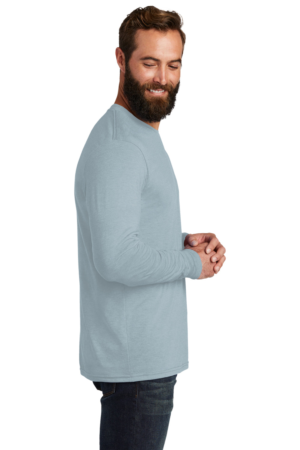 Allmade AL6004 Mens Long Sleeve Crewneck T-Shirt I Like You Blue Model Side