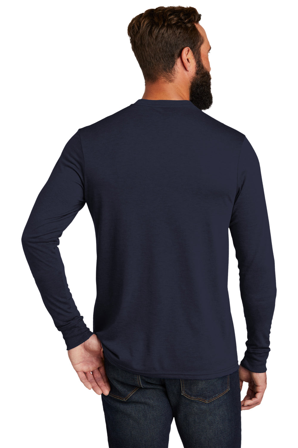 Allmade AL6004 Mens Long Sleeve Crewneck T-Shirt Night Sky Navy Blue Model Back