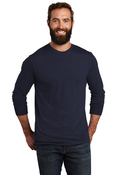 Allmade AL6004 Mens Long Sleeve Crewneck T-Shirt Night Sky Navy Blue Model Front
