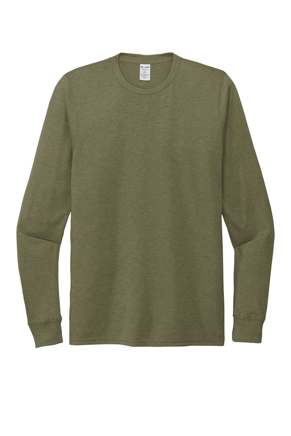 Allmade AL6004 Mens Long Sleeve Crewneck T-Shirt Olive You Green Flat Front