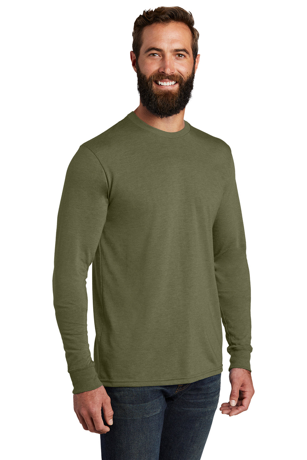 Allmade AL6004 Mens Long Sleeve Crewneck T-Shirt Olive You Green Model 3Q