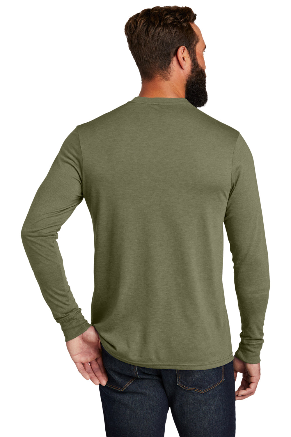 Allmade AL6004 Mens Long Sleeve Crewneck T-Shirt Olive You Green Model Back