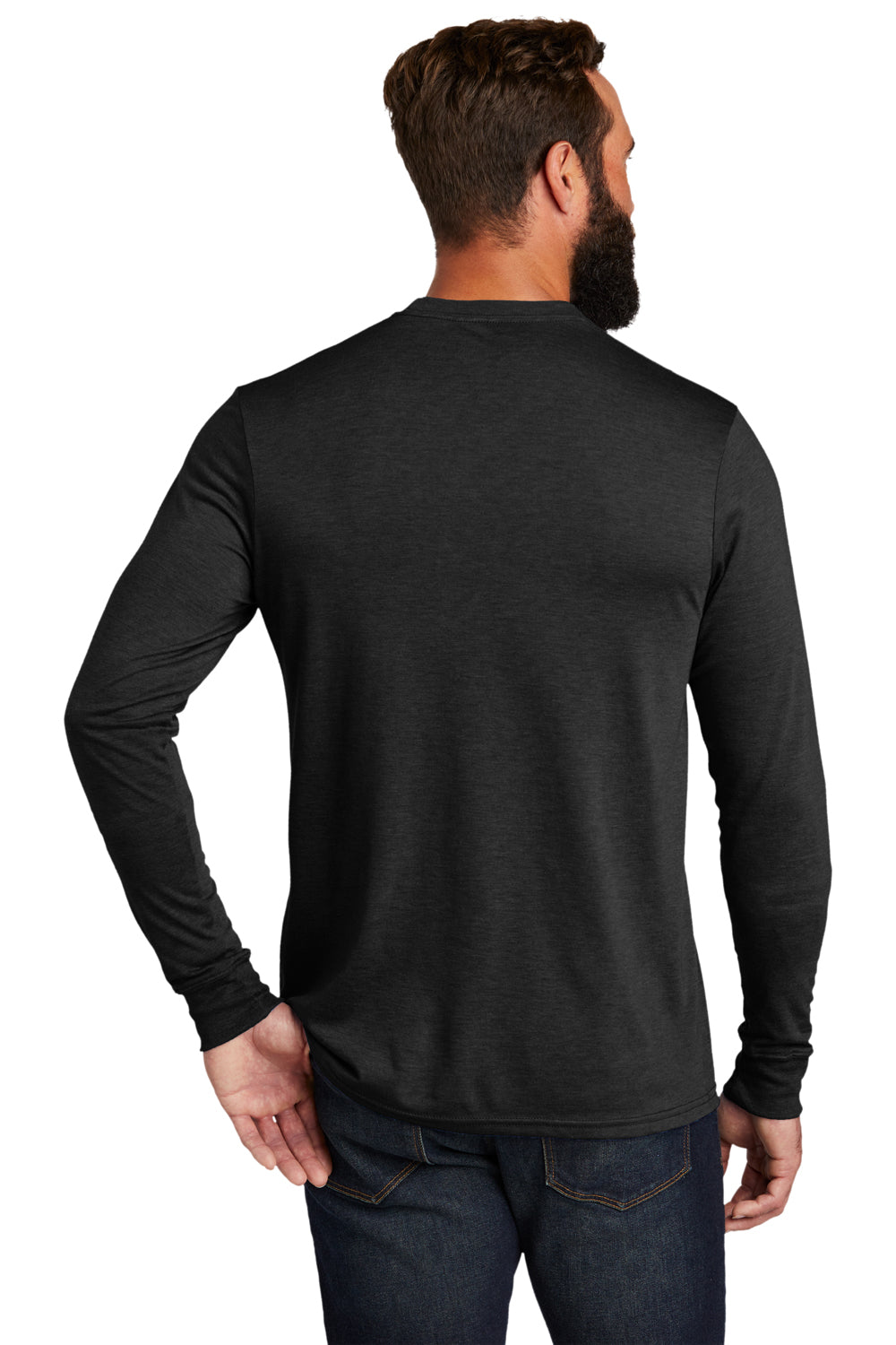 Allmade AL6004 Mens Long Sleeve Crewneck T-Shirt Space Black Model Back