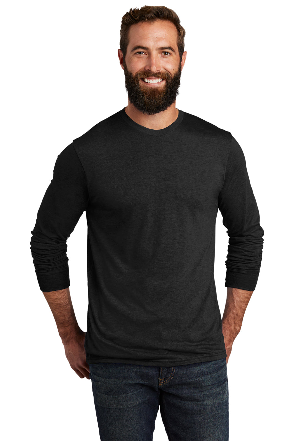 Allmade AL6004 Mens Long Sleeve Crewneck T-Shirt Space Black Model Front