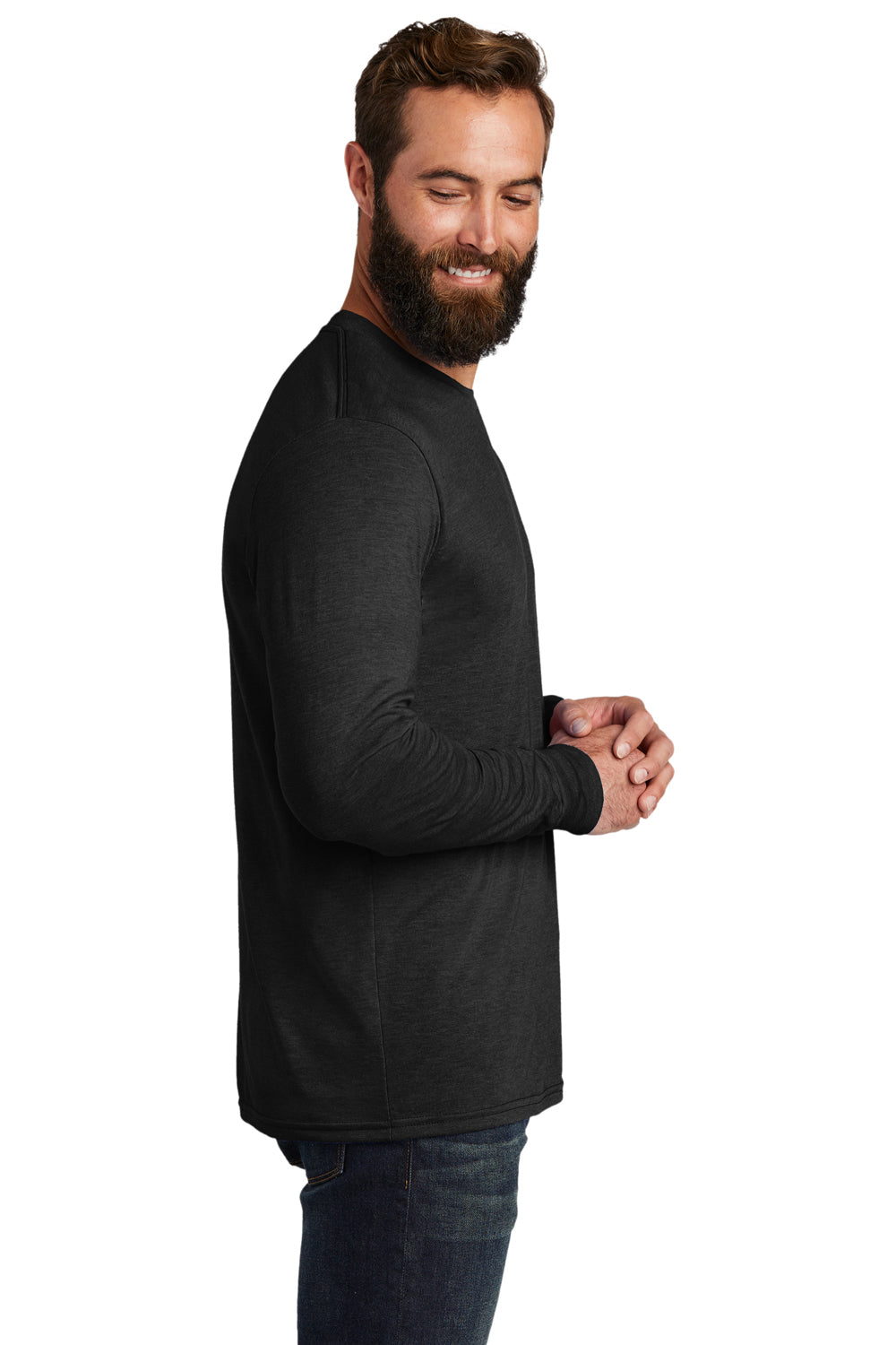 Allmade AL6004 Mens Long Sleeve Crewneck T-Shirt Space Black Model Side