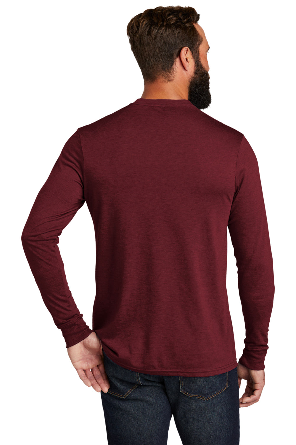 Allmade AL6004 Mens Long Sleeve Crewneck T-Shirt Vino Red Model Back