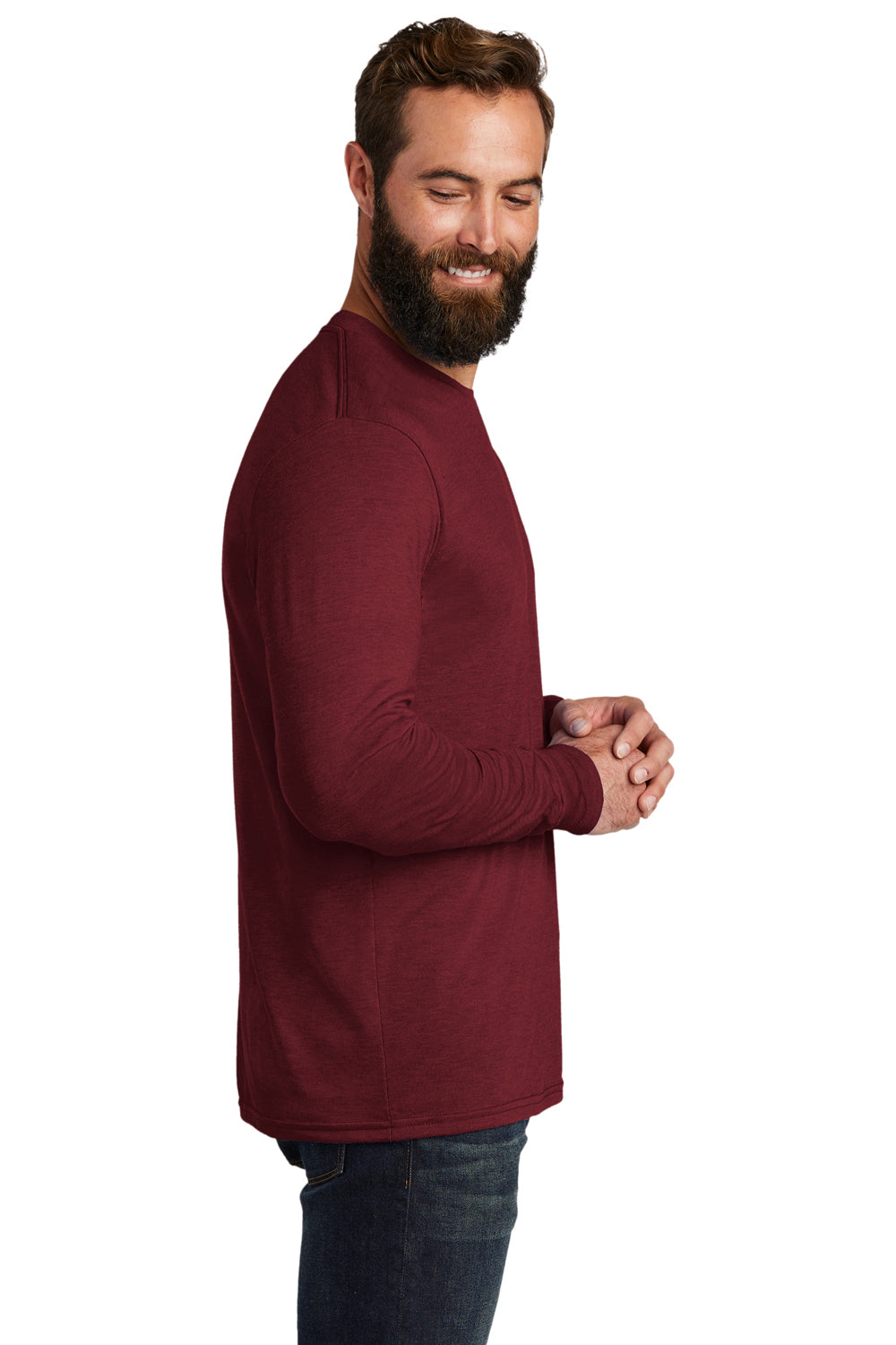 Allmade AL6004 Mens Long Sleeve Crewneck T-Shirt Vino Red Model Side