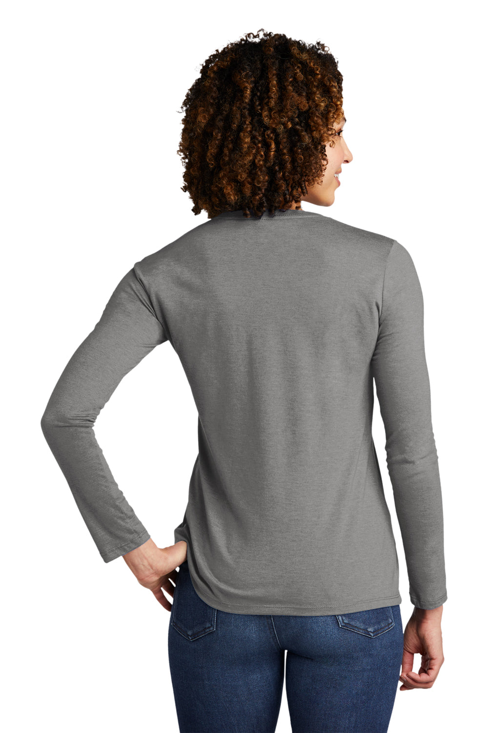 Allmade AL6008 Womens Long Sleeve Crewneck T-Shirt Aluminum Grey Model Back